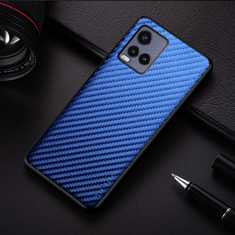 Carbon Fibre Textuur Case Voor Vivo Y33S Y21S Y21 Y33T Mode Soft Cover Coque Voor Vivo V21E V21 v23E V23 Case: PE / Clear