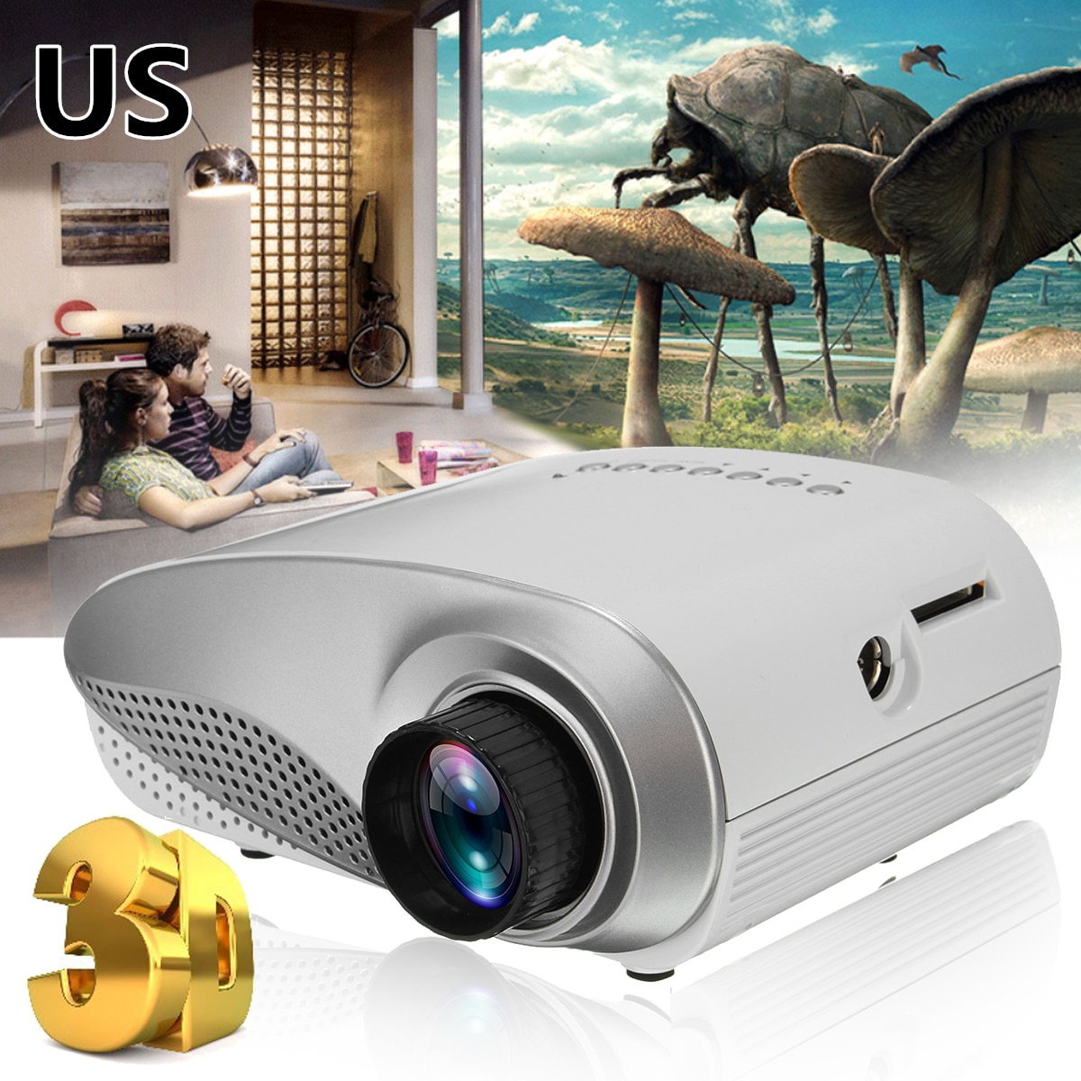 Mini Projector Full Hd Draagbare 1080P 3D Hd Led Projector Multimedia Home Theater Usb Vga Hdmi Tv Thuis theatre-systeem