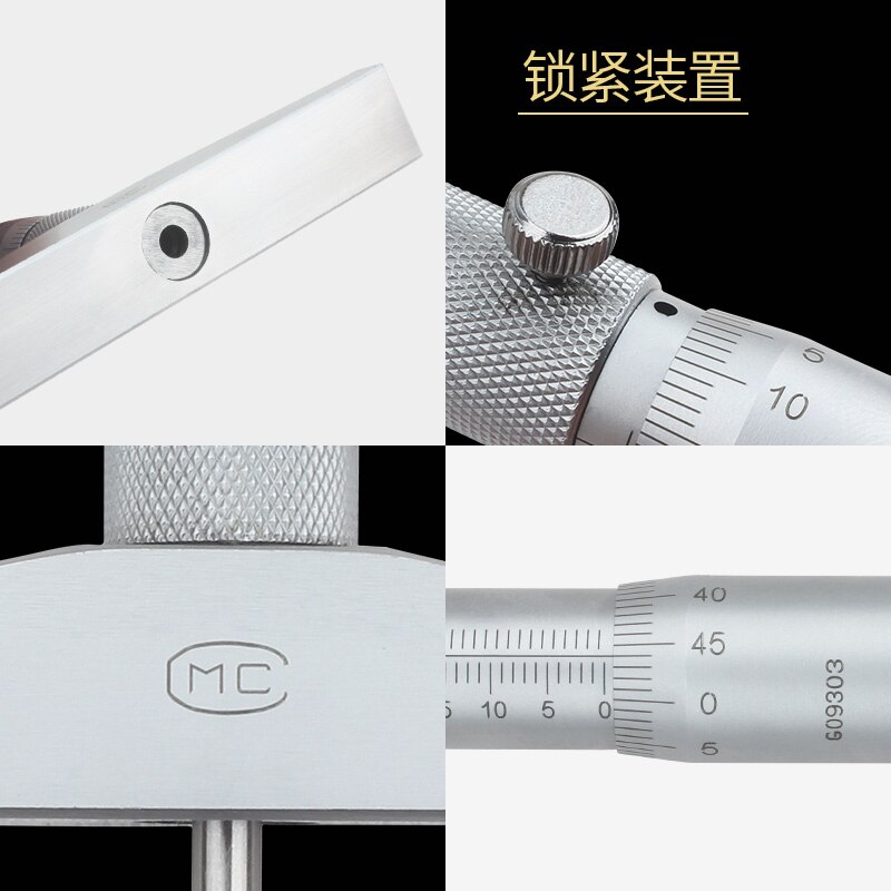 Depth micrometer 0-25 mm 50mm depth ruler high precision 0.01 mm Depth Micrometer Gauge With Rods depth Measurement Caliper