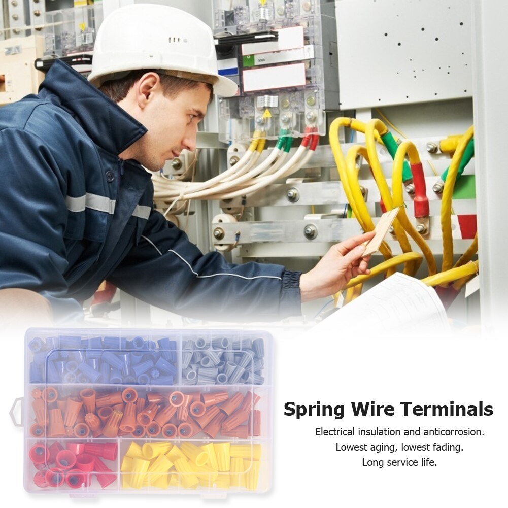 220Pcs Praktische Lente Wire Terminal Plastic Schroef-Op Geïsoleerde Kabel Plug Draad Druk Cap Elektrische Crimp Connector