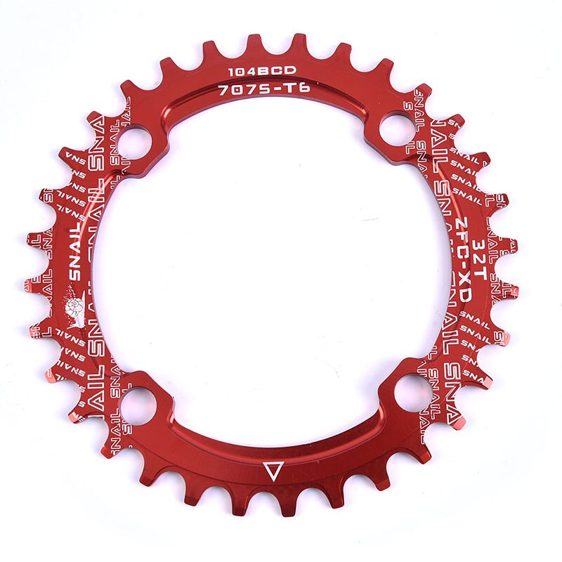 1Pc 32T Chain Ring 104 BCD Round Narrow Wide Tooth Plate 104 BCD Chainwheel 32T Tooth MTB Mountain Bike Chainwheel: red