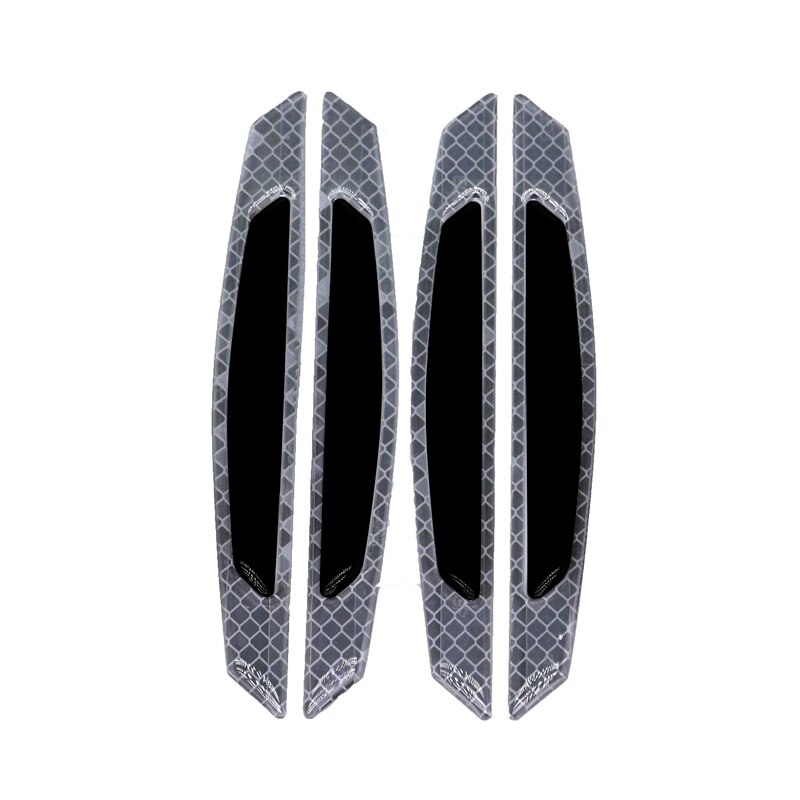 MotoLovee Car Sticker 3D Carbon Fiber Sticker Car Door Protection Sticker Decal Reflective Strip Warning Car Styling Accessories: silver black