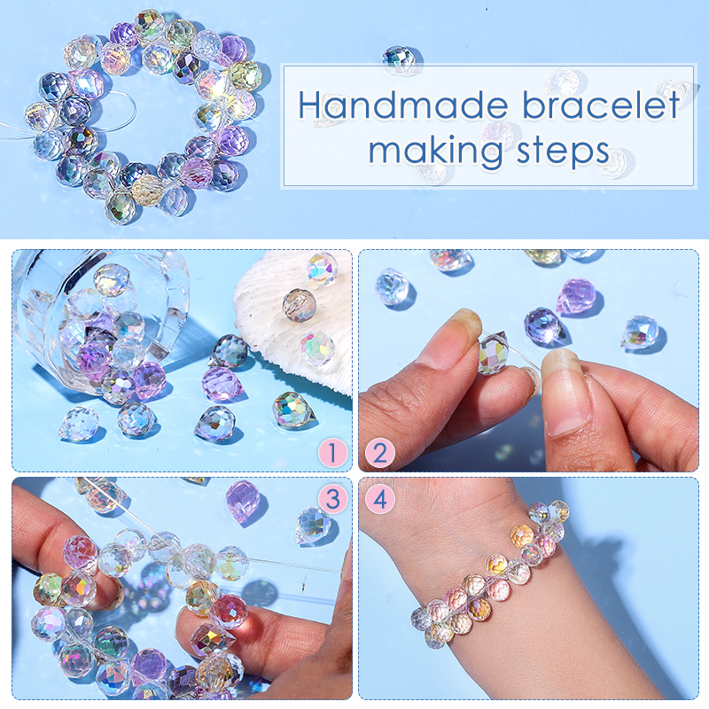 Cuentas de fresa de cristal de 10x8mm, cuentas de vidrio facetadas brillantes de Color AB para fabricación de joyería, pulseras DIY, accesorios para pendientes, 50 Uds.