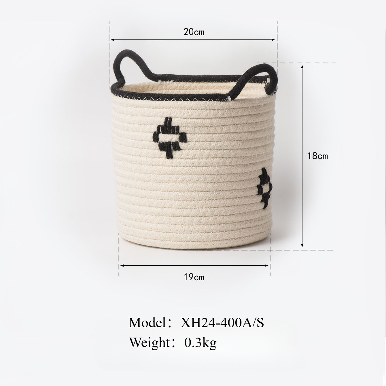 Eenvoudige katoenen en linnen touw opbergmand thuis kleding opbergmand woonkamer speelgoed opslag vuile kleren mand: Black