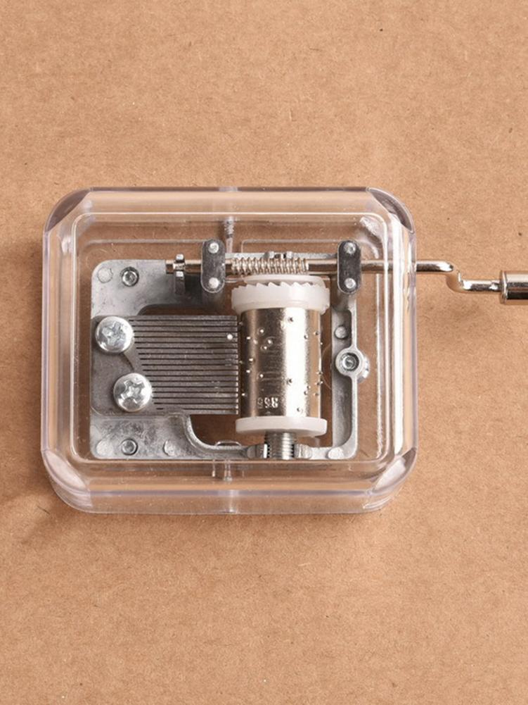 1 Pcs Mini Music Box Hand Cranking Music Movement Transparent DIY Music Box For Christmas