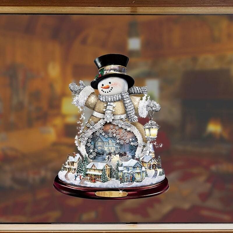 Décorations De Train De Sculpture rotative d'arbre De noël coller des autocollants Adesivos décorations De noël pour la fenêtre De pâte De maison N6D4