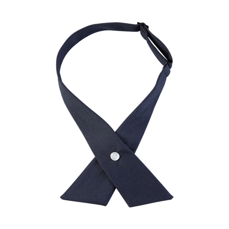 Nœud papillon croisé pour femmes et filles, Style japonais, uniforme d&#39;écolière, couleur unie, réglable, cravate pré-nouée: Dark blue