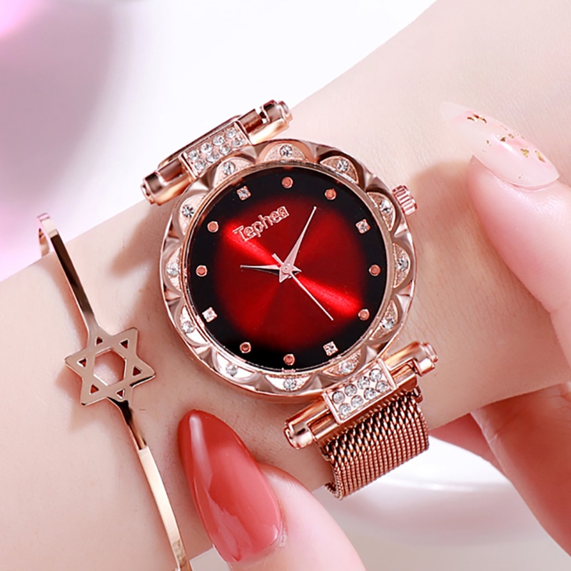 Rose Goud Luxe Vrouwen Horloges Dames Diamant Magnetische Armband Polshorloge Vrouwelijke Horloge Meisje Klok Uur Relogio Feminino