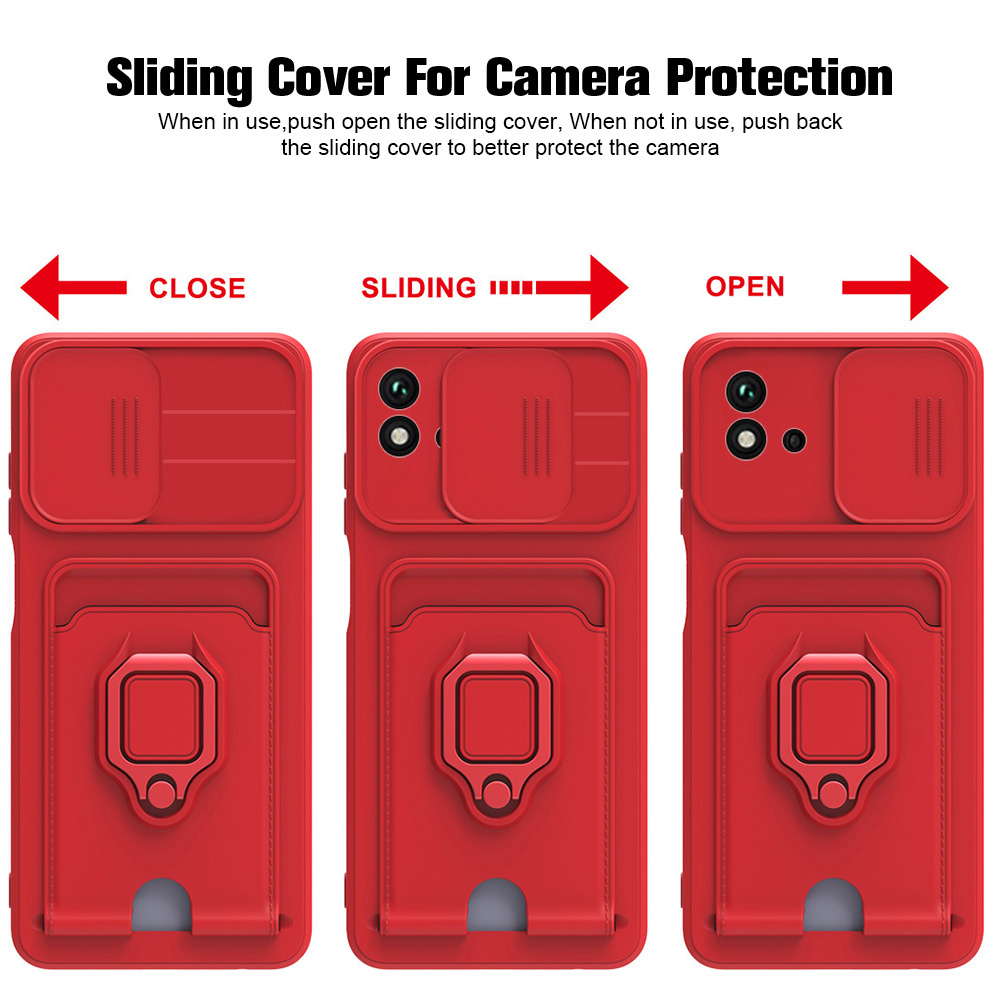 Slide kamera beskytter etui til realme  c11 6.52 &quot; pung kortslot cover til realmyc 11 c 11 magnetisk ring stativ coque