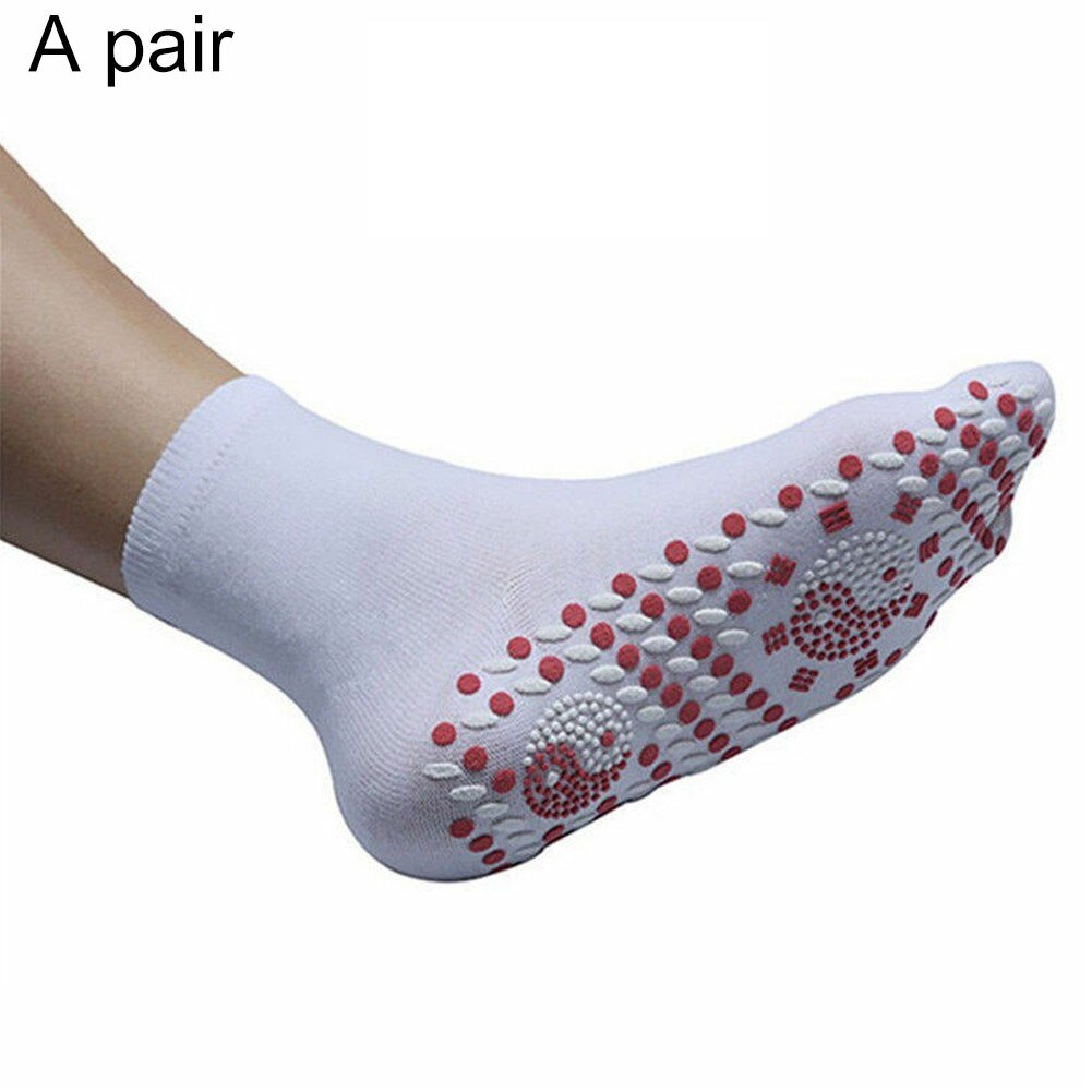 Calcetines de turmalina para hombre y mujer, medias de autocalentamiento, ayuda a calentar los pies fríos, cómodos, calcetines de cuidado médico, terapia magnética, superventas: Blanco