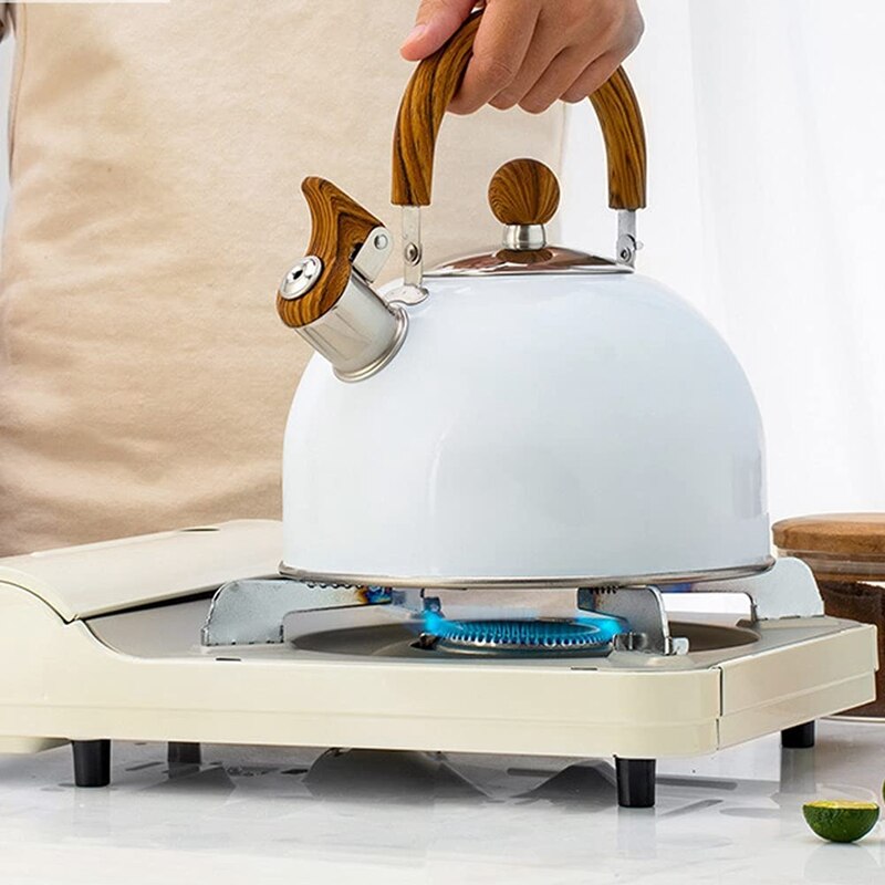 Waterkoker, 2.5L Roestvrij Staal Fluitende Thee Potten Voor Stove Top, met Handvat Luid Fluitje En Anti-Roest Quick Kokend