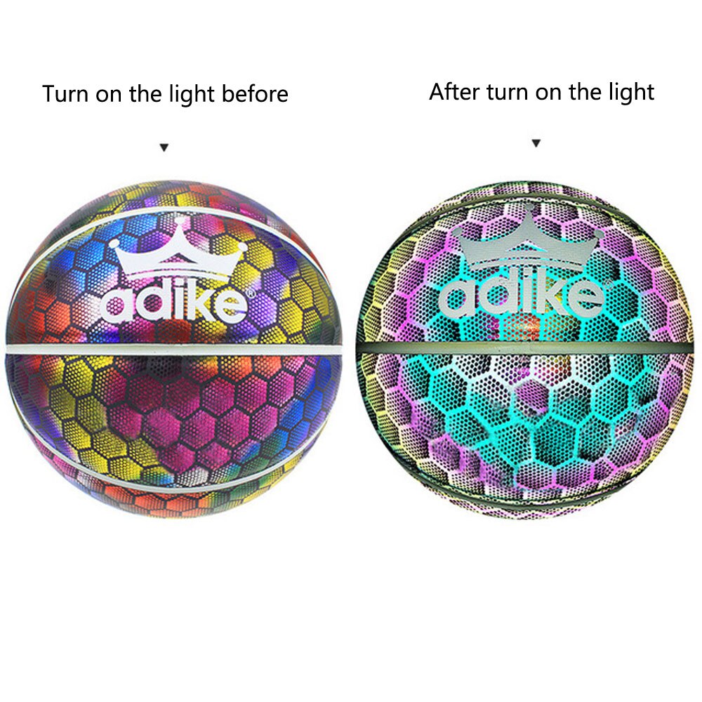 Luminous Basketball - Size 7 - Reflective - Leather - Night Glow: D