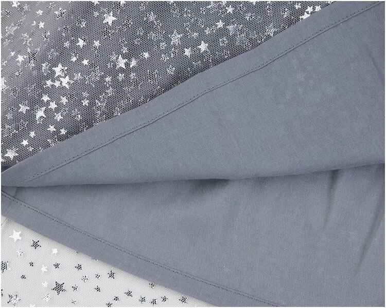 Sukienka dla dziewczynek suknia ślubna kostium księżniczki błyszcząca sukienka urodzinowa dla dzieci gryzmolić srebrna folia drukuj błyszczące gwiazdy szara sukienka z przędzy