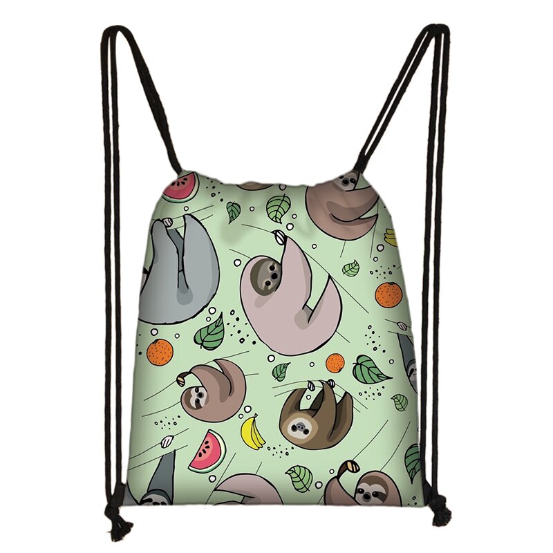 Cute Animal Sloth Print Drawstring Bag Ladies Storage Bag Women Shopping Bags Teenager Boys Girls Backpack Bookbag