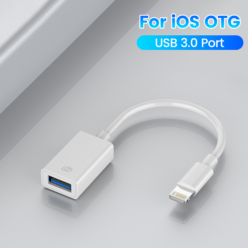 Elough OTG Adapter do iPhone 15 Lightning Male do USB 3.0 Adapter do szybkiego ładowania danych Adapter USB do iPada: WHITE
