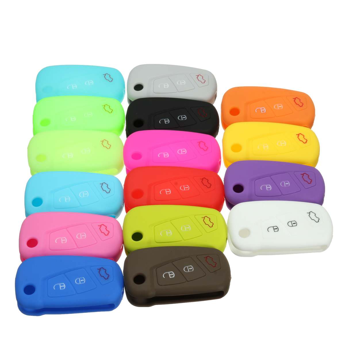 16 Kleur Siliconen 3 Button Remote Flip Key Case Fob Cover Bescherm Houder Voor Ford Ka