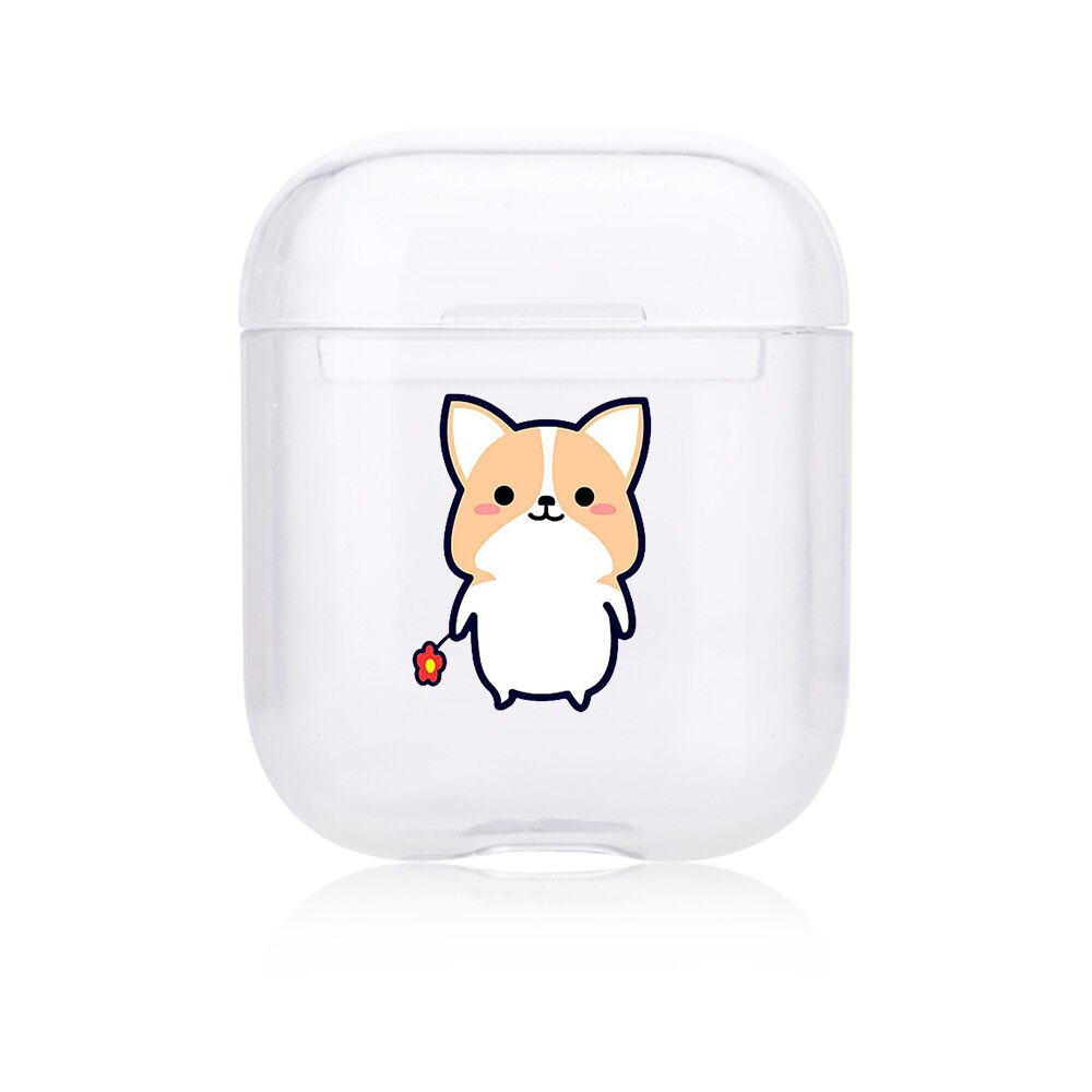 Hard Clear Headphone Case For Apple airpods 1 Case Luxury Pets Corgi Dog Transparent Air Pods Case For Airpods 2 Protective Cove