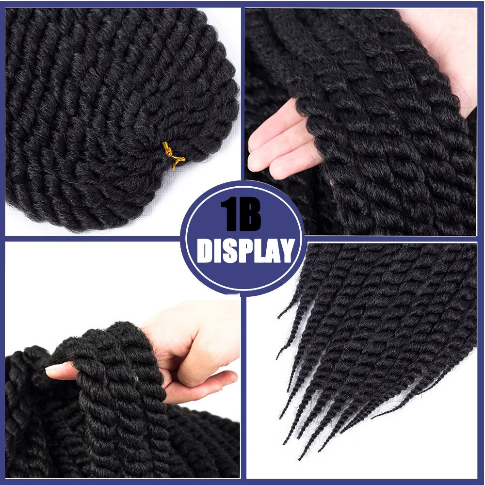 Alororo Havana Mambo Twist Crochet Braids 12'' 18'' 22'' Synthetic Hair Extension for Braids High Temperature Fiber Afro Braid