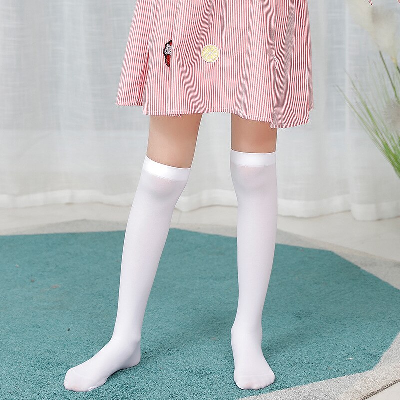 Sommer Weiß Knie Hohe Socken freundlicher Mädchen Lange Röhre Socken für freundlicher Schule Schüler Uniform Samt Spitze Streifen Dünne Socken 3-12Y: 12
