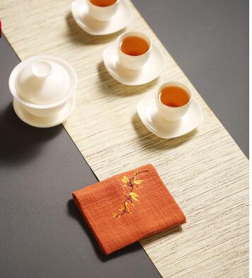 Simle Zen-Toalla de té de estilo chino, tapete pequeño de lino y algodón, paño de té absorbente grueso especial