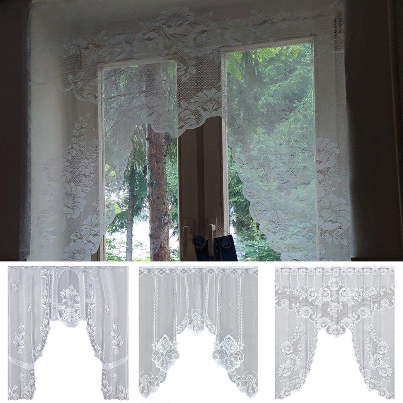 Europæiske hvide blonder rene gardiner til køkken gardiner vindue tyl gardiner kaffe skillevægge gardin soveværelse romerske persienner