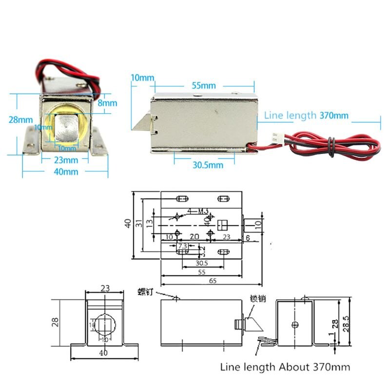 DC24V/1.2A Electric Lock Automatic Assembly Solenoid Cabinet Drawer Door Lock PXPA
