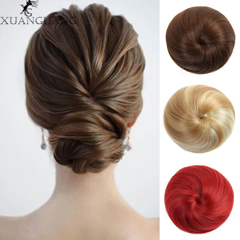 XUANGUANG Woman Hair Chignon Clip In Hairpiece Extensions Nine Colors High Temperature Fiber Hair Bun Donut Chignon