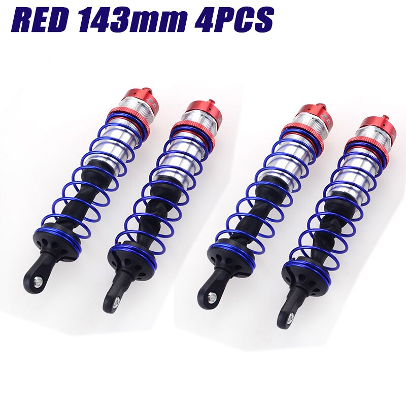 ZD Racing 4PCS Metal Shock Absorber 120mm Front&amp;143mm Rear Damper Suspension for 1/8 RC Car HSP DHK HPI Traxxas JLB Wltoys Drift: Red 4PCS 143mm