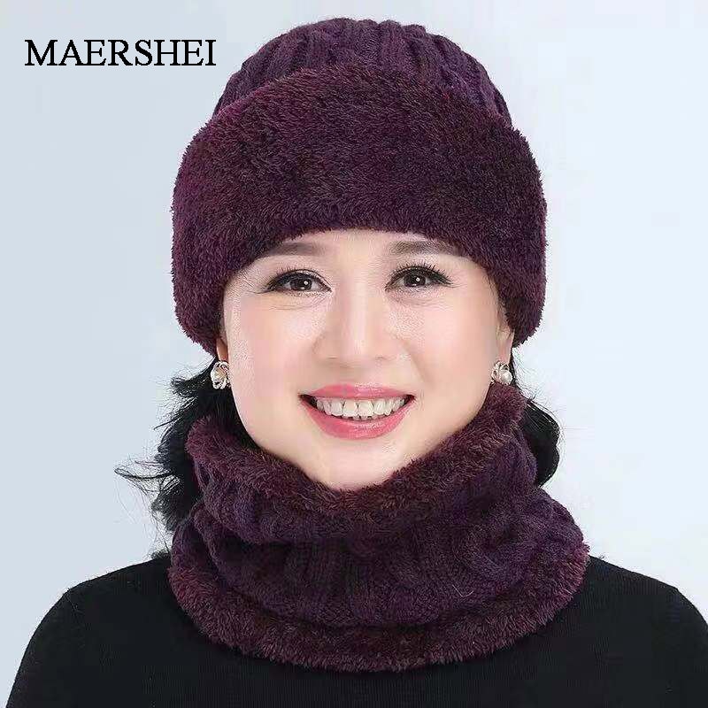 MAERSHEI sombrero tejido mujer pañuelo de color liso y sombreros de las mujeres de invierno gruesa gorros de abrigo la Edad Media tapas