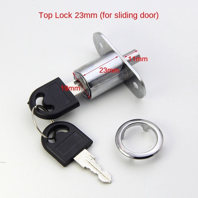 Drawer Push Lock Sliding Door Showcase Cupboard Cabinet Locks Window Security Chain Furniture Hardware With 2 Keys
