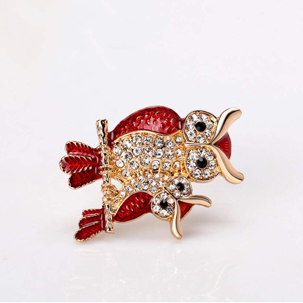 Jahrgang frauen retro Strass Kristall Karikatur Tiere Eule Brosche Stift Hochzeit Party Braut Kragen hoch Broschen Kostüm Schmuck