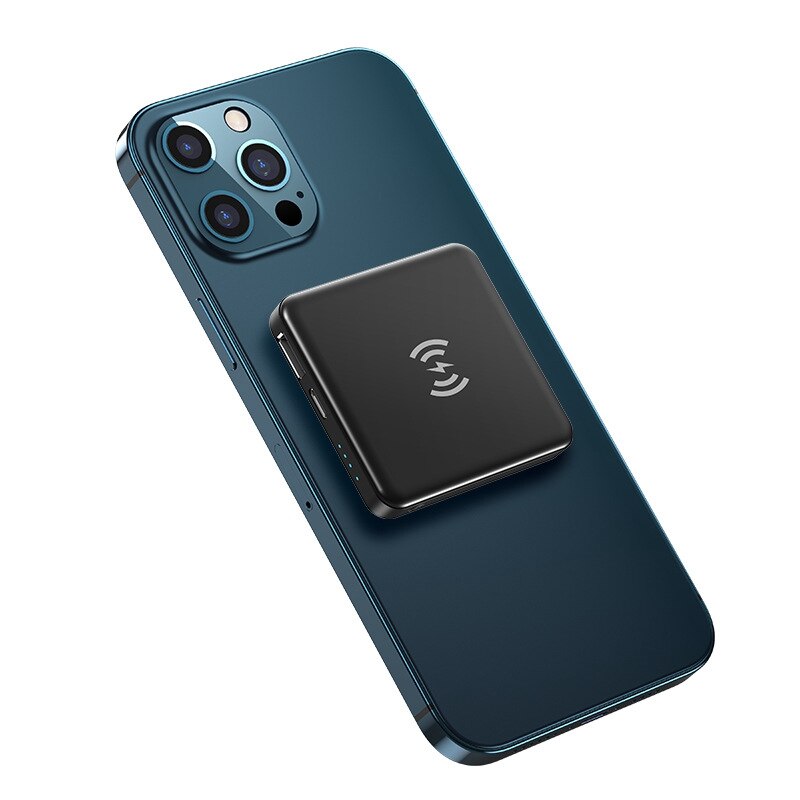 ALIENY-Banco de energía inalámbrico magnético para iPhone 12 Pro Mini Max, batería externa portátil, Cargador rápido: Black