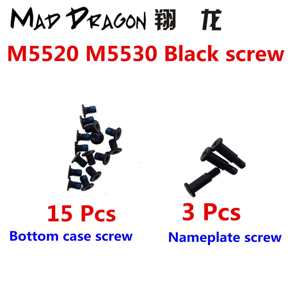 15 PCS lower cover screws /3 pcs nameplate screws for Dell Precision 5520 5530 5540 M5530 Laptop Bottom shell black screws