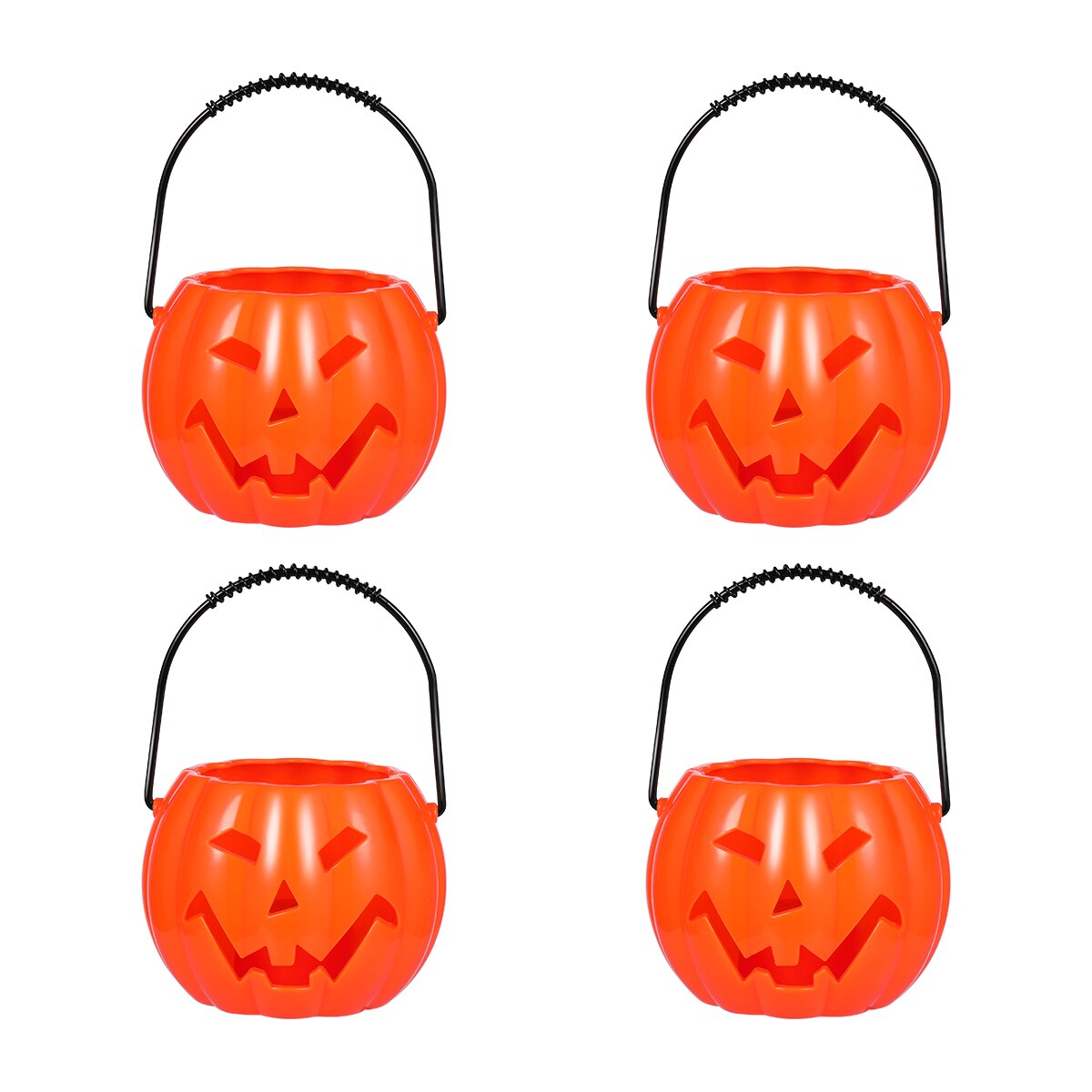 Amosfun 4pcs Pumpkin Candy Buckets Trick Or Treat Candy Pots Make Laugh &amp; Light Buckets Party Favors Holder: Default Title