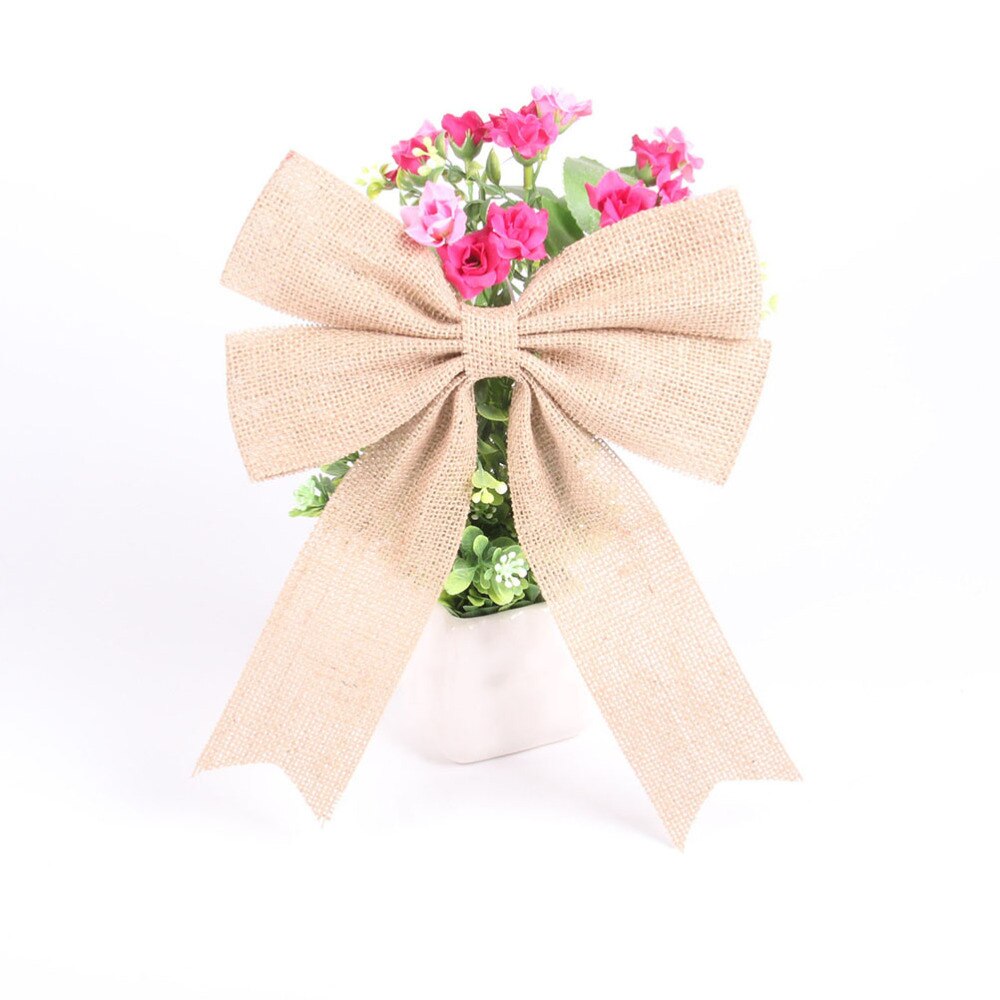 Uds.-adorno de arpillera con lazo para manualidades, lazos de yute arpillera para decoración de de Bodas de Navidad (verde)