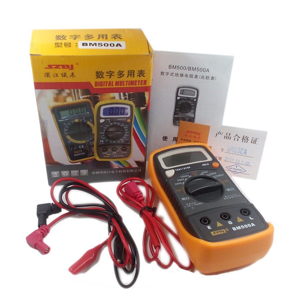 BM500A Digital Insulation Resistance Meter 1000V 1999M Resistance Tester Meter Megohmmeter Megger Multimeter