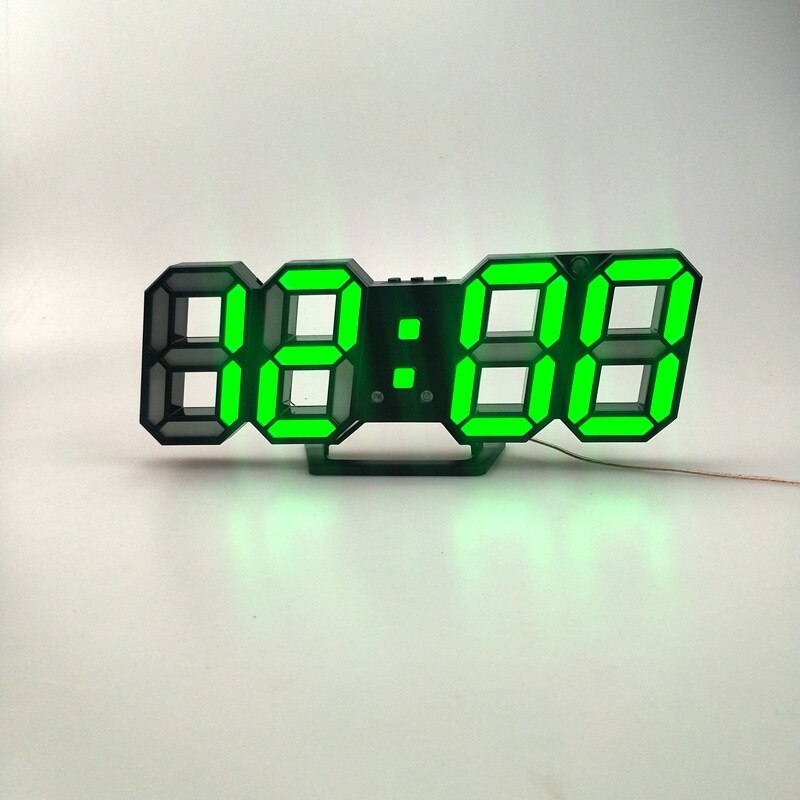 3D LED Wanduhr Modernes Digital Tischuhr Alarm Nachtlicht Wanduhr Uhr Für Zuhause Wohnzimmer Dekoration: Grün B