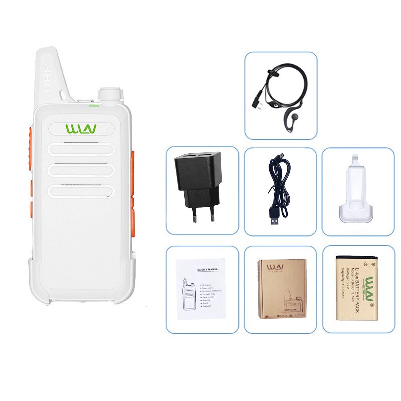 Mini Walkie Talkie WLN KD-C1, estación de comunicación portátil de 2 vías, transceptor hf, KD C1 uhf, mi-ni, wln KDC1,: White-Add Headset / EURO