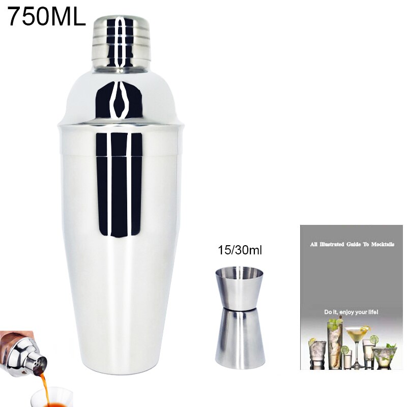 Black/Gold/Rose Gold Boston Cocktail Shaker Set 3-12 Pcs Bar Tools Set Martini Bartending Shakers Kit with Stylish Stand Recipe: S 750ml Shaker3