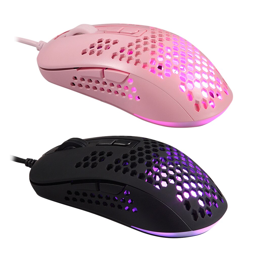 VODOOL 383 Gaming Mouse PAW704 Chip Lightweight Hollow Honeycomb Hole RGB Backlight USB Wired Optical Mice for Computer