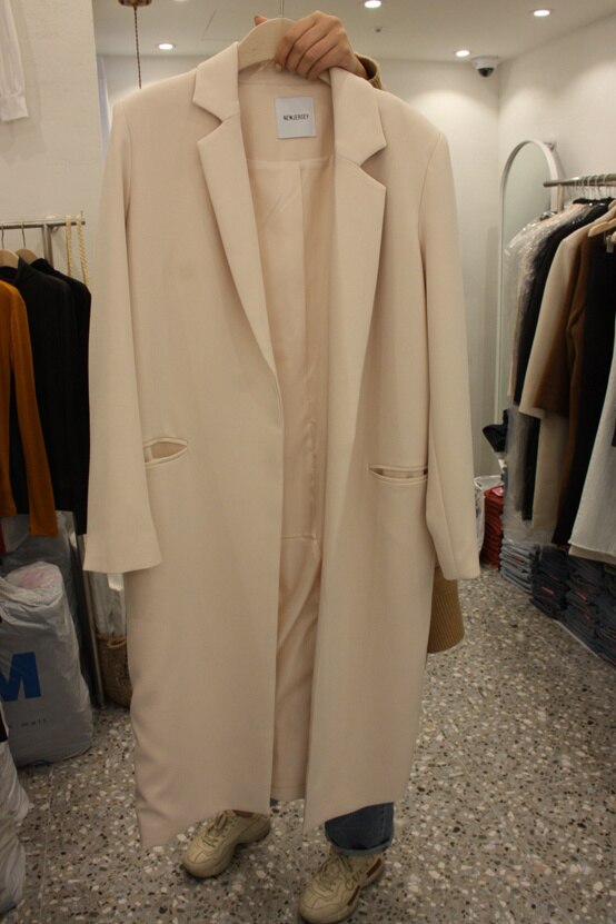 Koreaanse Stijl Zwarte Vrouwen Blazers En Jassen Plus Size Herfst Effen Vrouwelijke Elegante Vrouwen Lange Suits Blazer Casual Tops