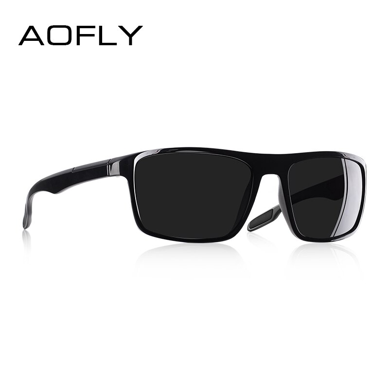 AOFLY ultra-léger TR90 lunettes De soleil polarisées hommes pilote nuances mâle Vintage lunettes De soleil pour hommes Spuare lunettes Gafas De Sol: C5Bright black