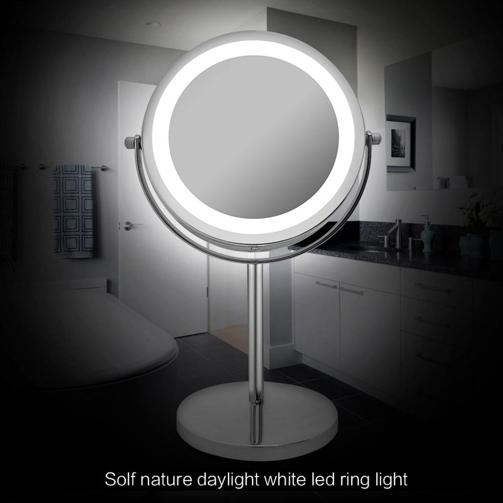 Dobbeltsidet forfængelighedsspejl med lys , 3x/5x/10x forstørrelsesmakeup spejl, bordspejl, til soveværelse, badeværelse