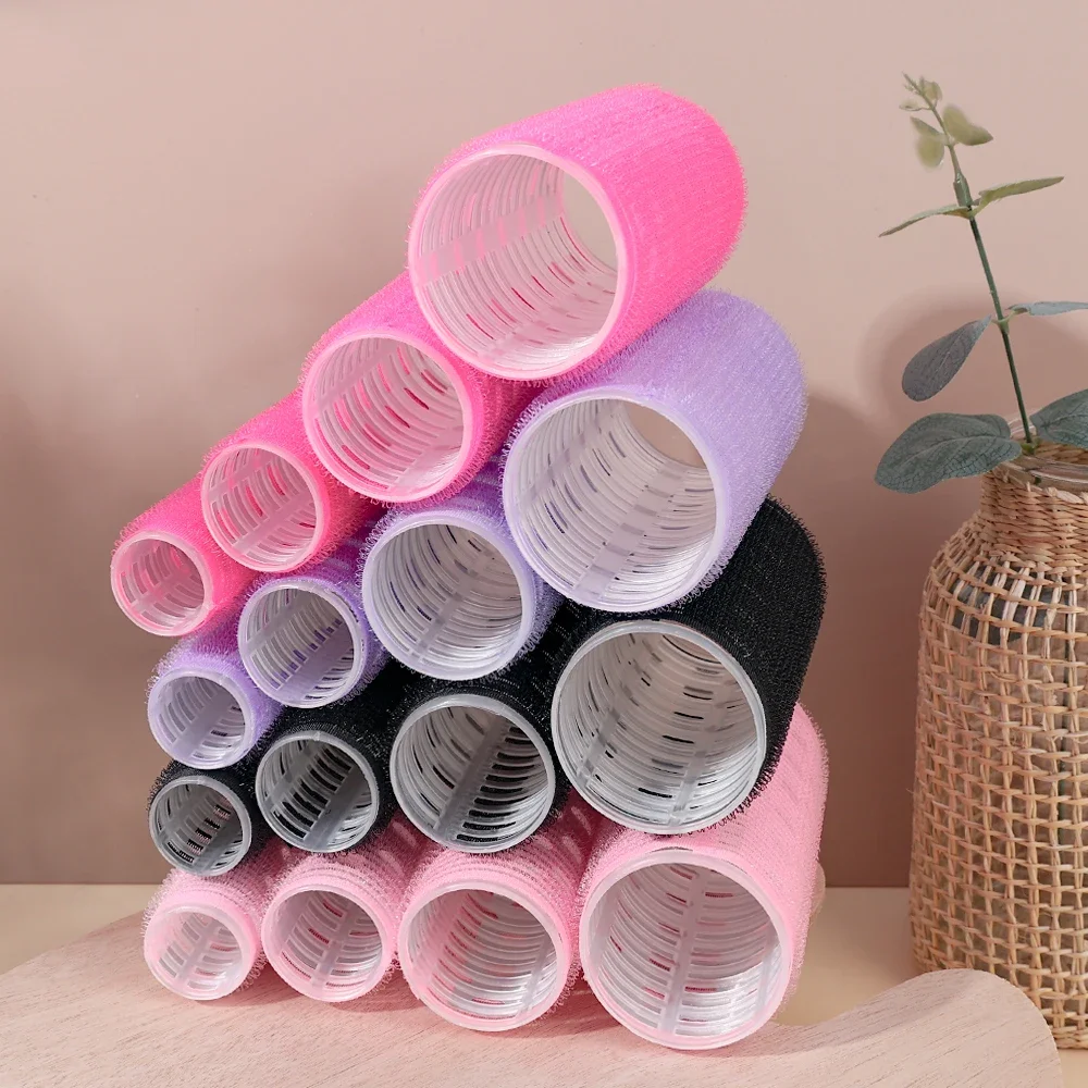 Självgreppande locktång hårrullar set olika storlekar och färger hårrullar styling lockverktyg gör-det-själv hårlocktänger: Gul