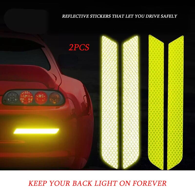 Car Reflective Stickers Safety Reflective Warning Stickers Car Body Rear Bumper Anti-collision Reflective Strip Decoration