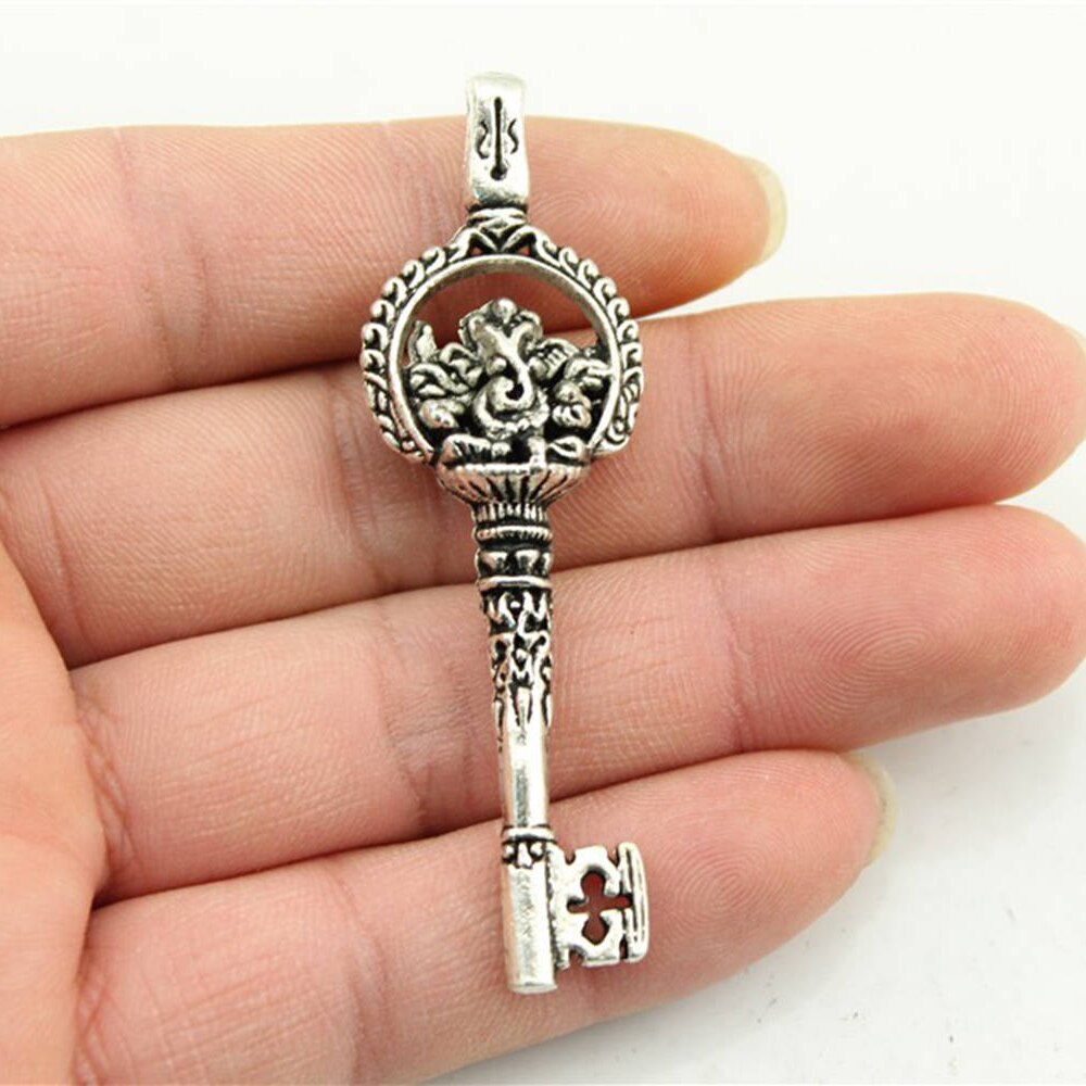 Wysiwyg 2 Stuks 66Mm Antiek Zilver Kleur Antiek Brons Plated Elephant Key Charm Key Olifant Hangers Olifant Sleutel Hangers: Antique Silver Plated