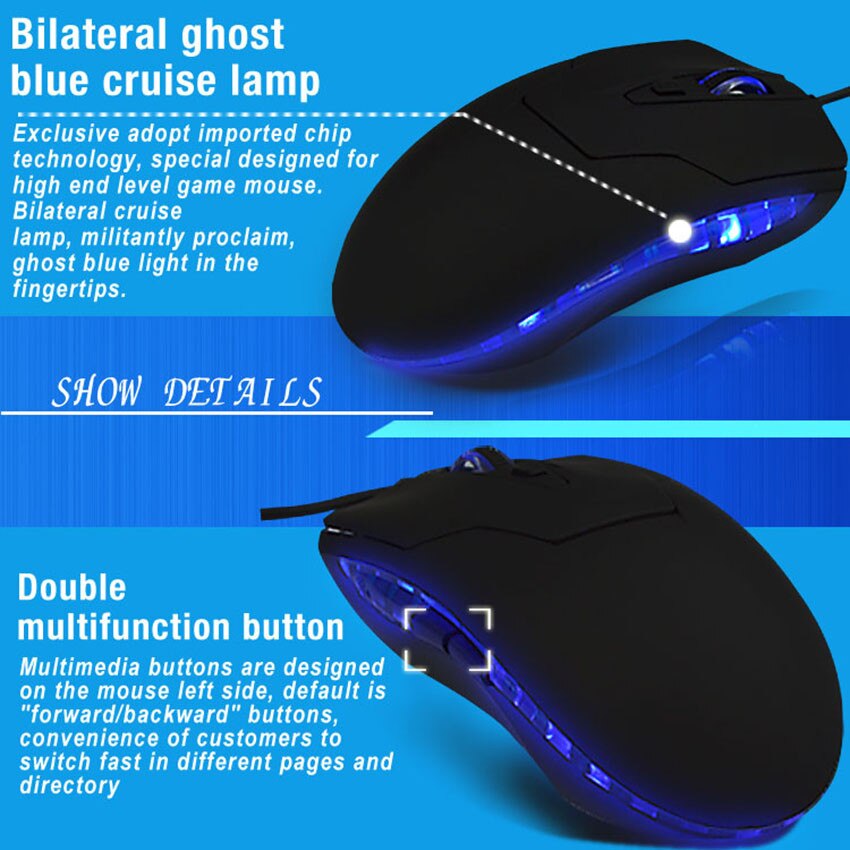 2400DPI LED optique 6D USB filaire jeu souris pour PC ordinateur portable jeu utilisateur pour les joueurs haut de gamme connectivité intelligente # T2