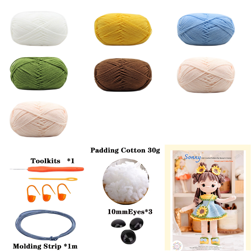 Gehaakte meisjes Amigurumi gehaakte pop truien DIY haak meisjes materiaal Kit met garen accessoires patroon kinderen cadeau Home Decor: Deep Blue