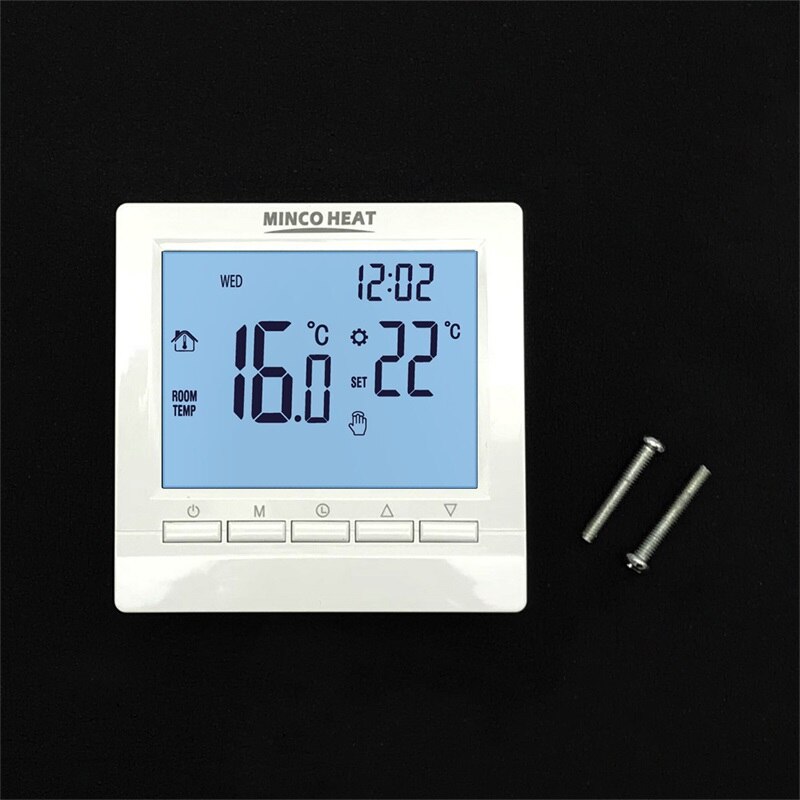 Programmable Gas Boiler Heating Temperature Regulator Hand Control Wireless AA Battery Thermostat with Kid Lock: Blue backlight