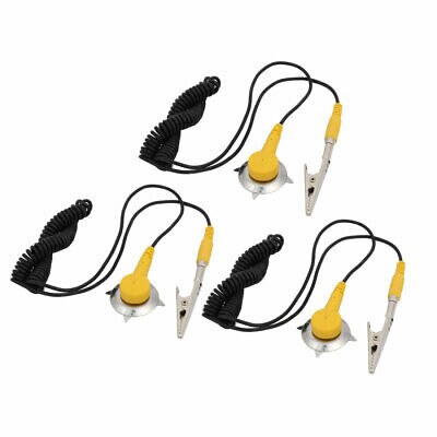3Pcs Alligator Clip Coil Anti-static ESD Mats Grounding Point Wire Yellow Black